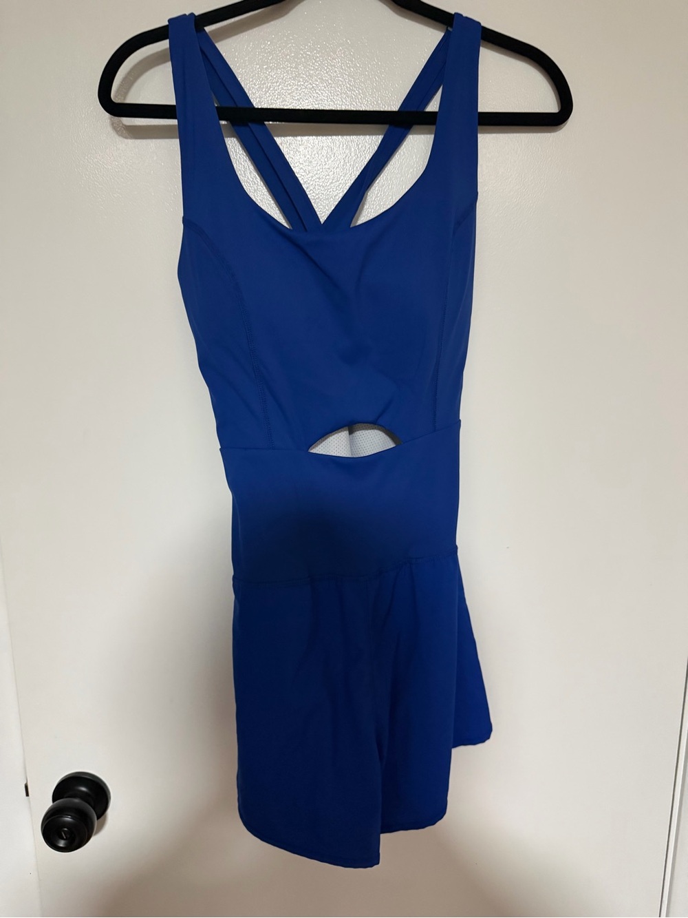 Womens Royal Blue One-Piece Skort Swimsuit with Cutout